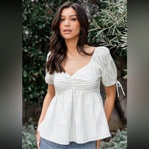 Baltic Born Betsy Peplum Top White and Green